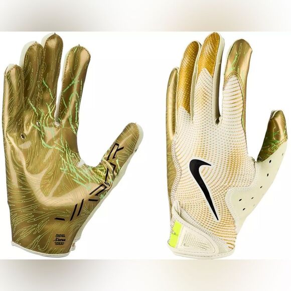 Nike Vapor Jet 8.0 Energy Swag Football Gloves Gold/White - Picture 1 of 8